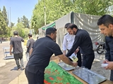 همزمان با ایام سوگواری سید و سالار شهیدان؛ برپایی موکب حسینی و خدمت‌رسانی فرهنگی در مرکز آموزشی درمانی خلیلی